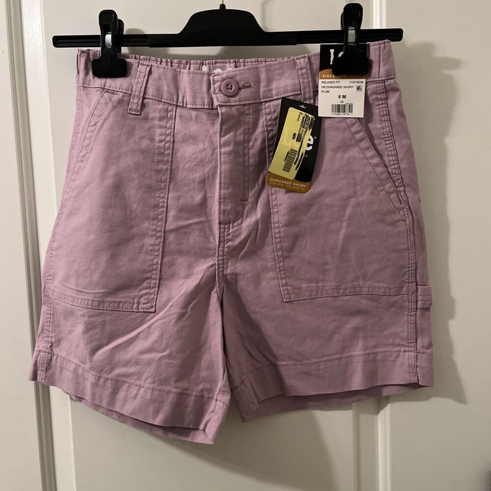 LEE Heritage Relaxed Fit Dungaree Shorts Women's High Rise Plum